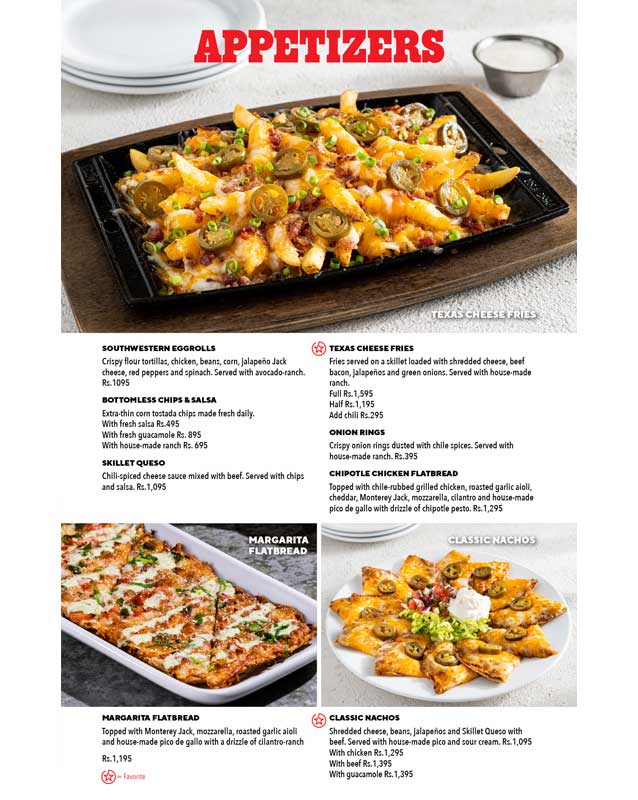 Chili's Pakistan menu