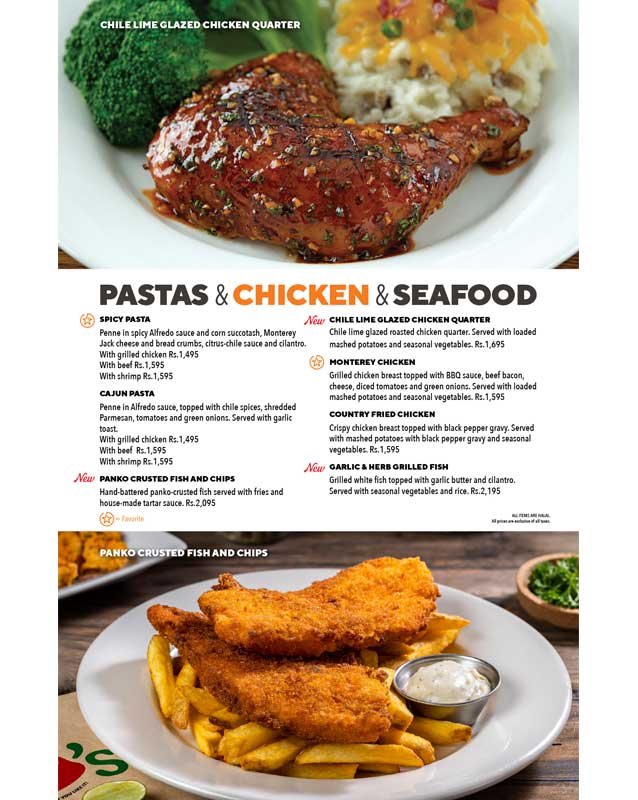 Chili's Pakistan menu