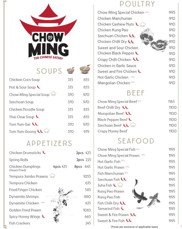 Chow Ming menu