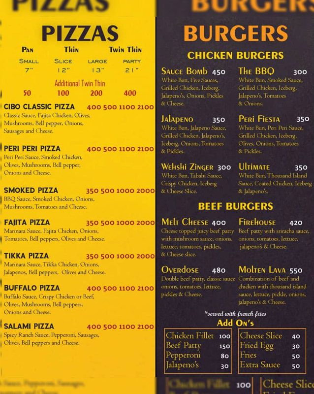 CIBO  menu