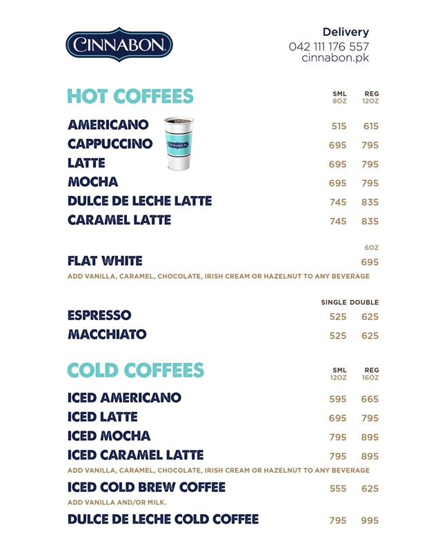 Cinnabon menu