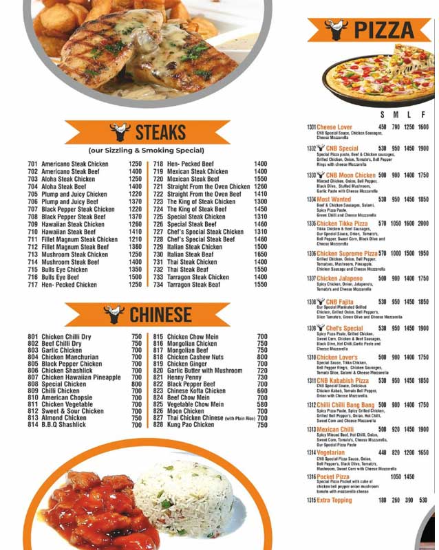 Cock N Bull menu