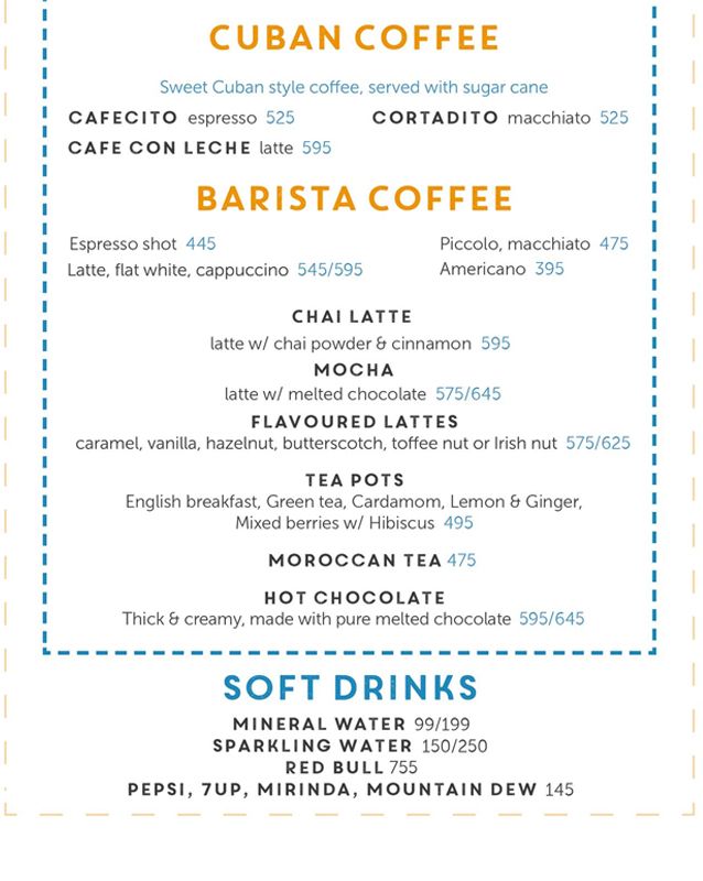 Coco Cubano Pakistan menu