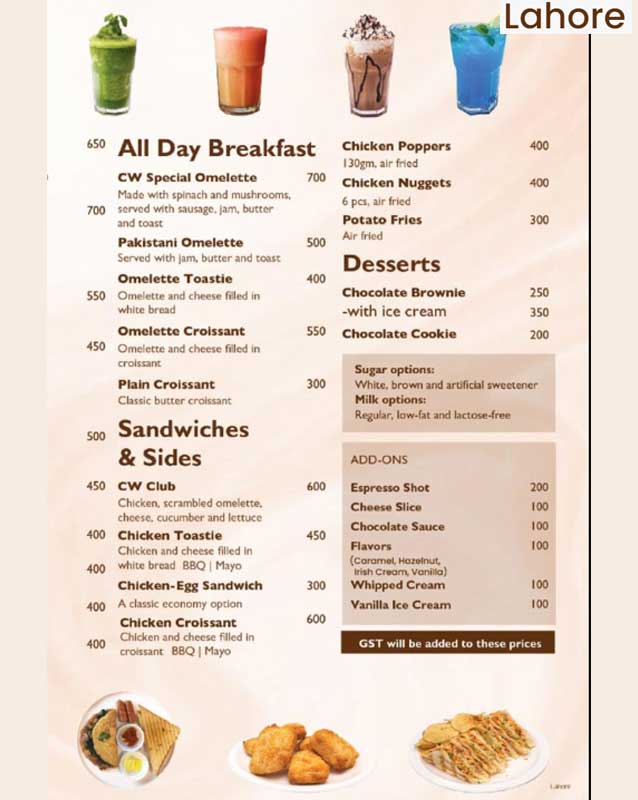 Coffee Wagera menu
