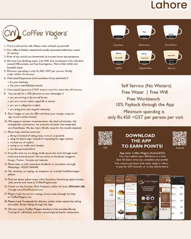 Coffee Wagera menu