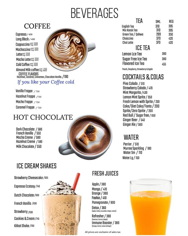 Coffee, Tea & Company menu