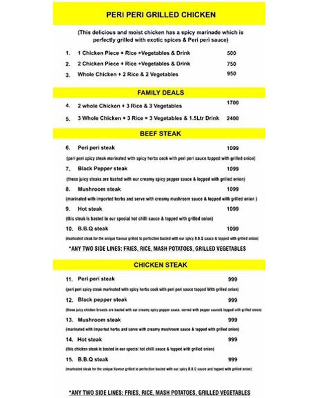 Covent Garden menu