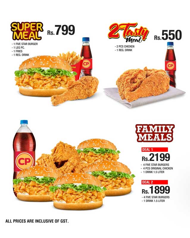 CP Five Star menu