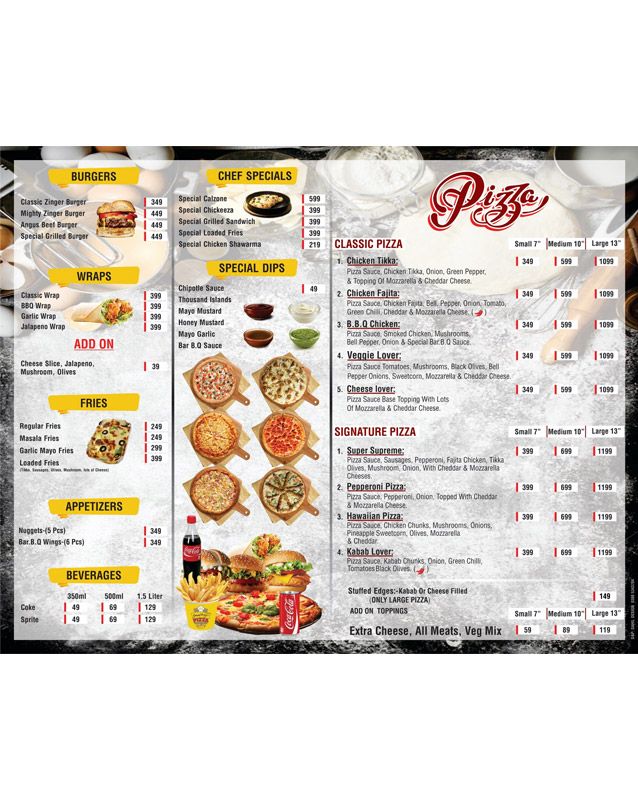 Crazy Dough's Pizza menu