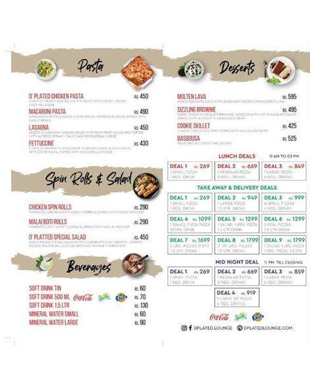 D'Plated Lounge menu