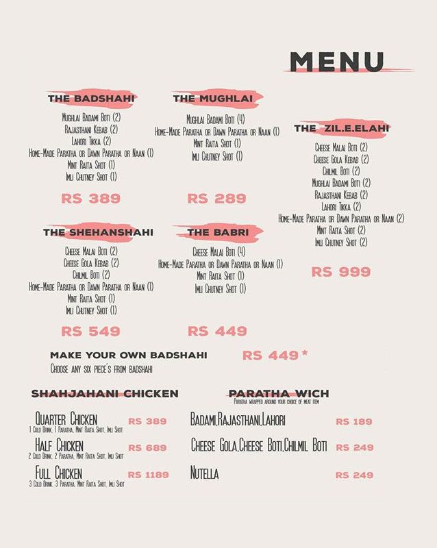 Daim - Barbeque & Grill menu