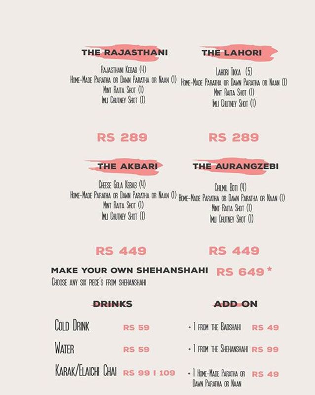 Daim - Barbeque & Grill menu