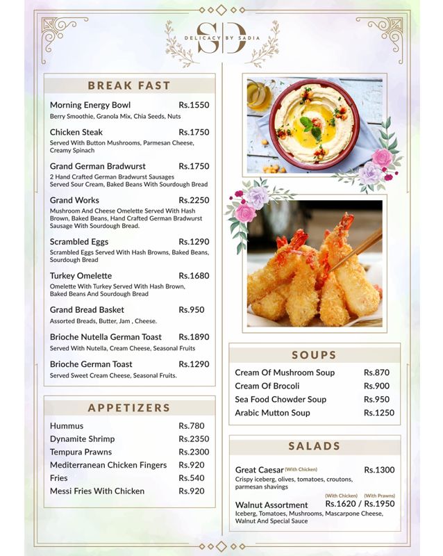 Delicacy by Sadia menu