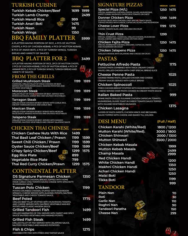 Dice & Spice menu