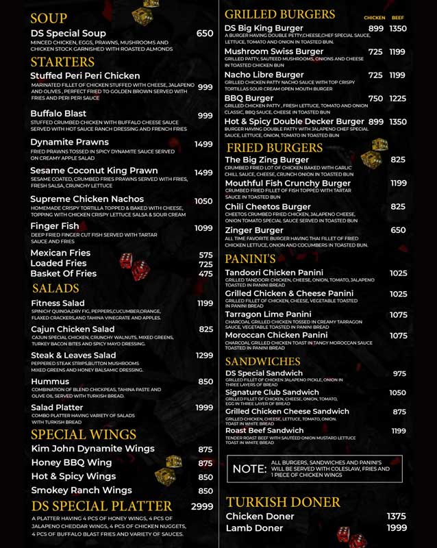 Dice & Spice menu