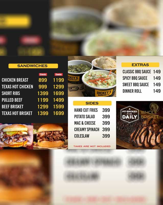 Dickey's Barbecue Pit menu