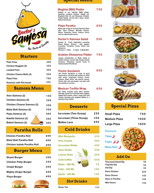 Doctor's Samosa menu