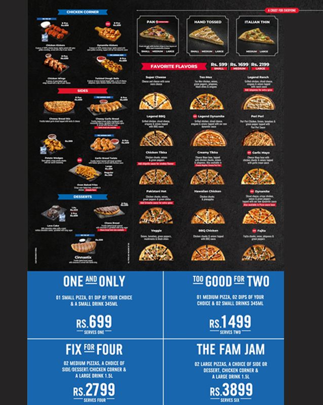Domino's Pizza Pakistan menu