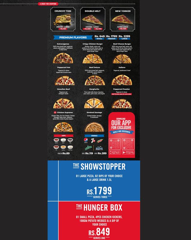 Domino's Pizza Pakistan menu