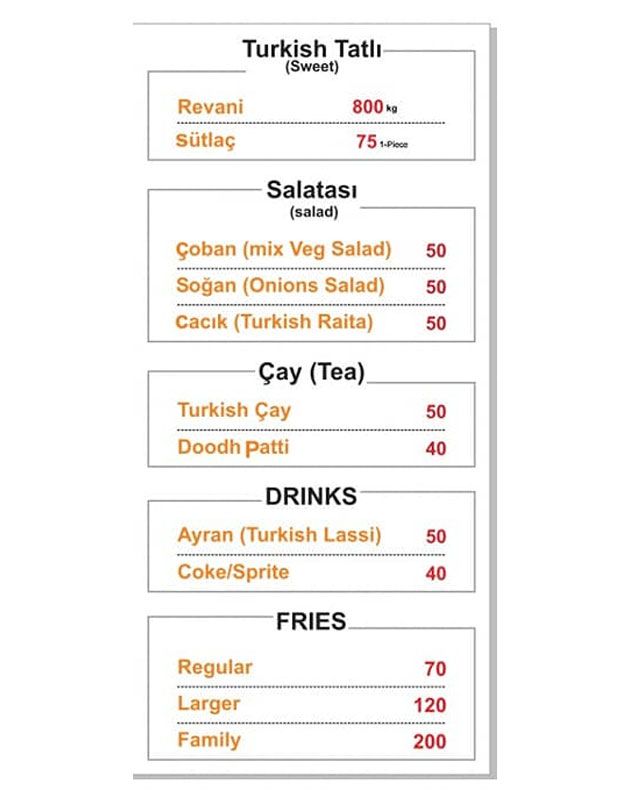 Doner Guru menu
