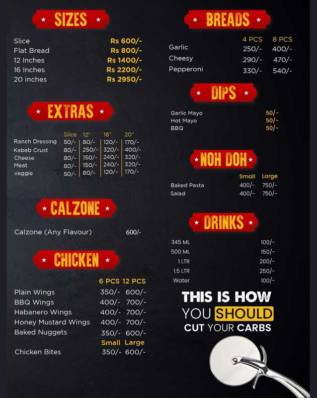 Donjon Pizza menu
