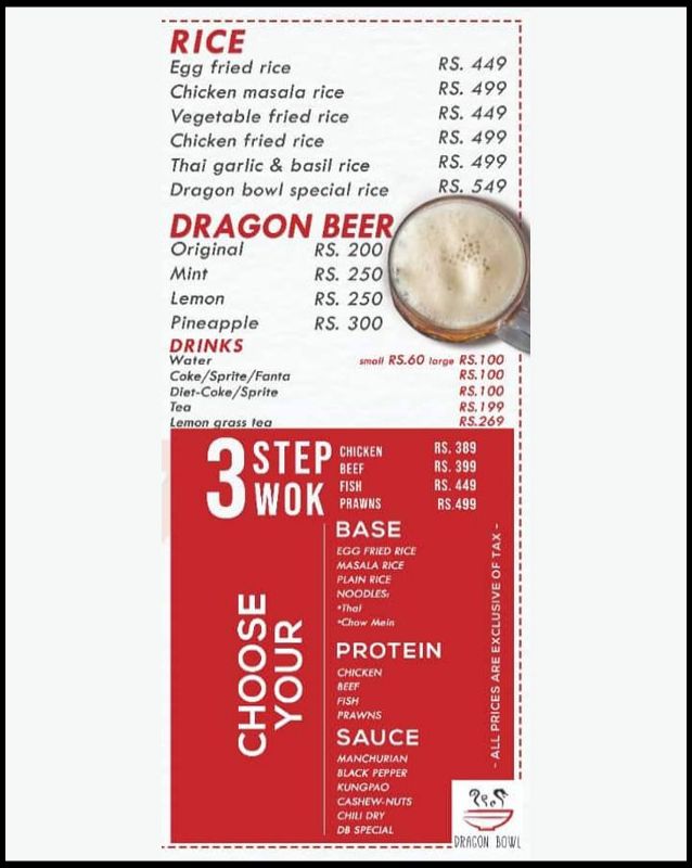 Dragon Bowl menu