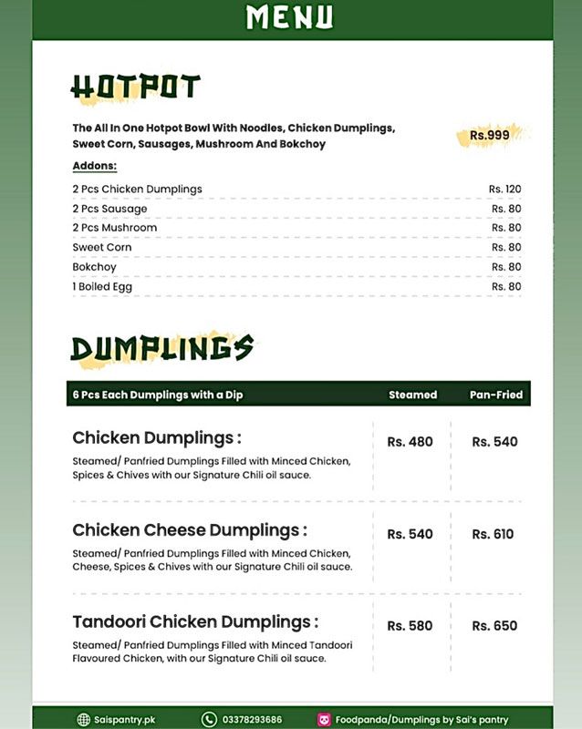 Dumplings by Sais Pantry menu