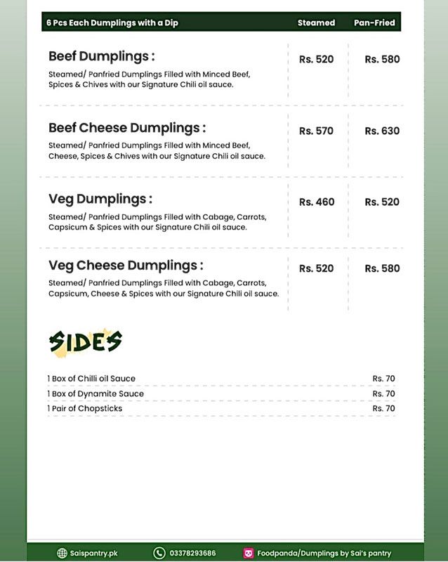 Dumplings by Sais Pantry menu