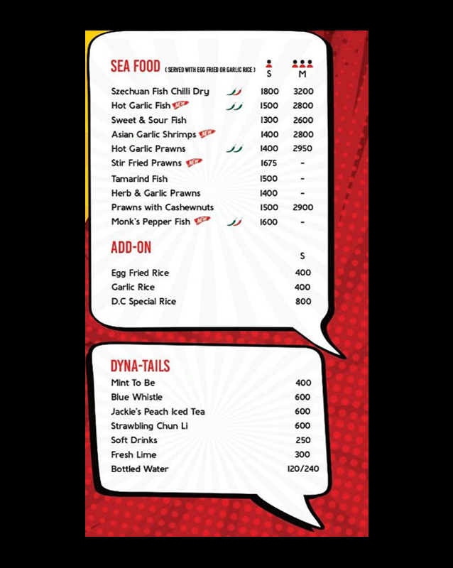 Dynamite Chow menu