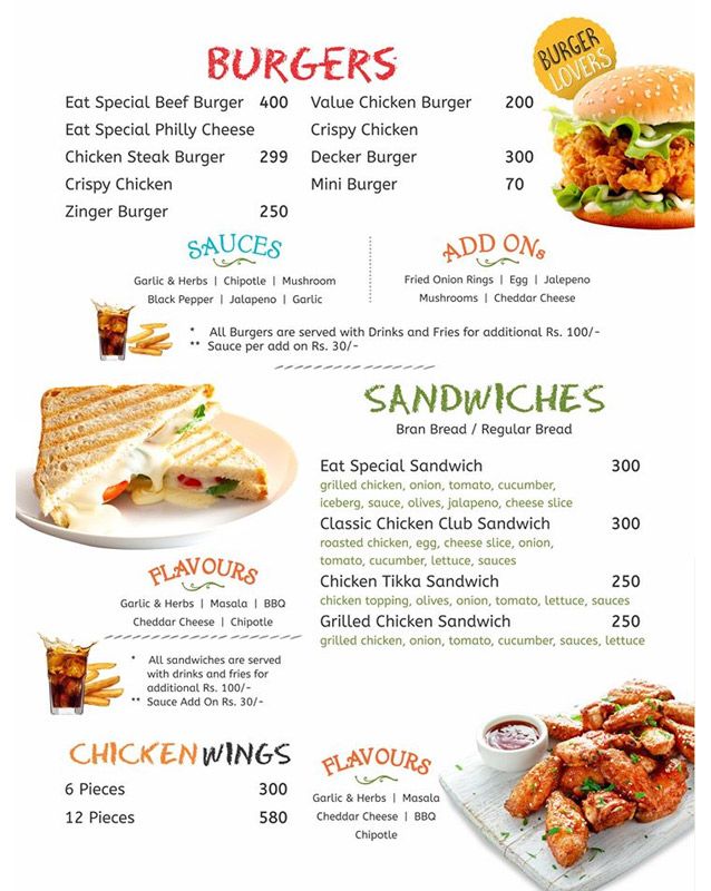 Eat Fresh & Healthy menu
