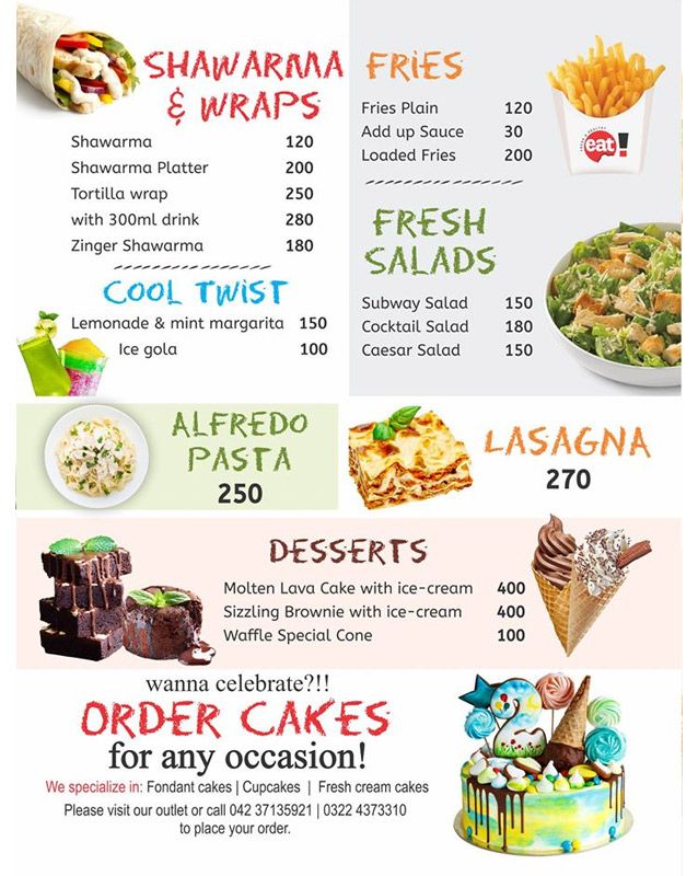Eat Fresh & Healthy menu