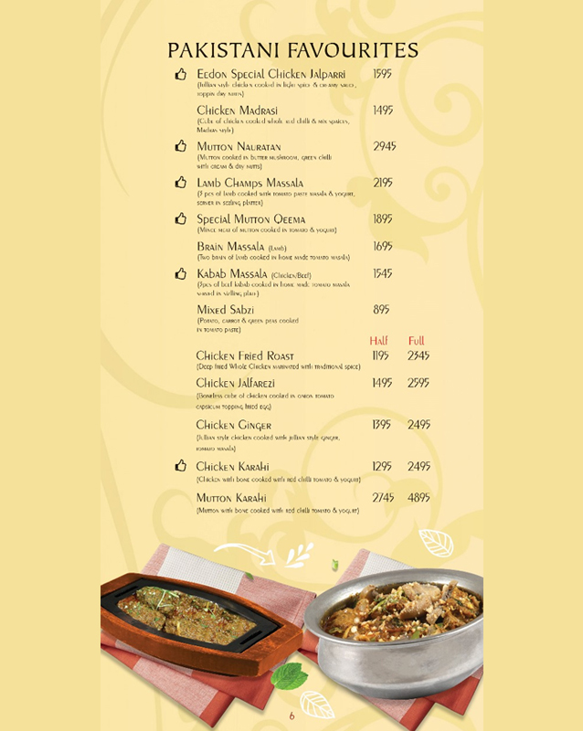 Eedon Restaurant menu