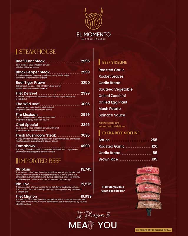 El Momento menu