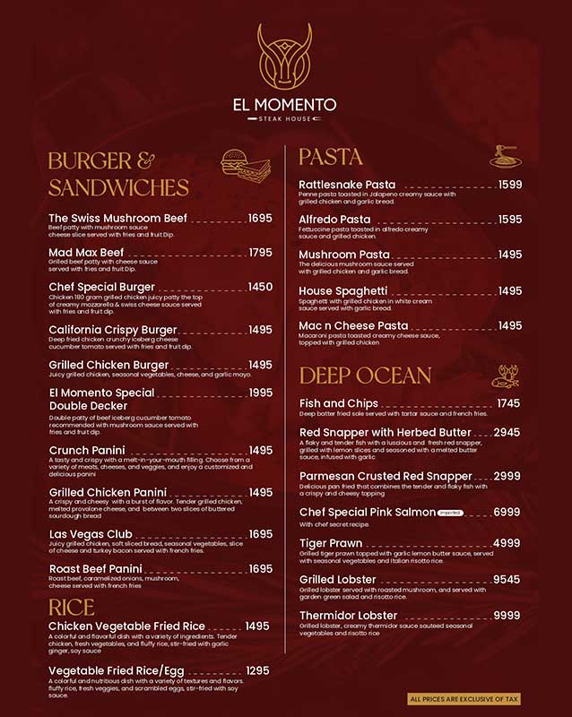 El Momento menu