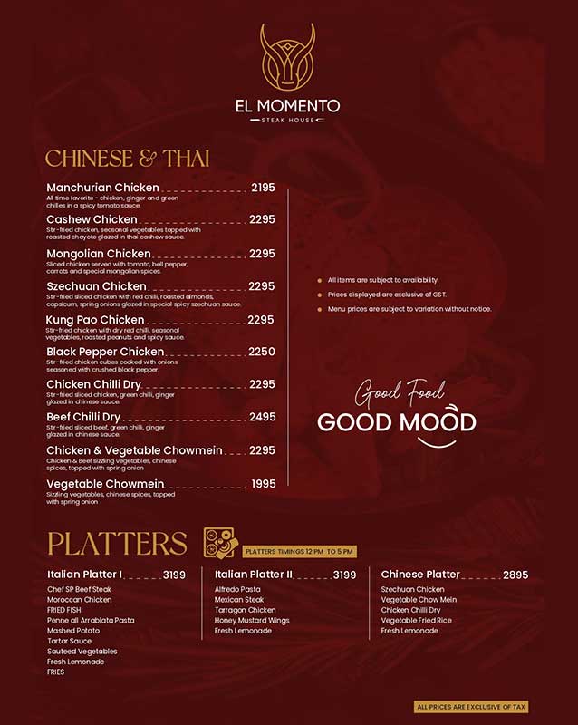 El Momento menu