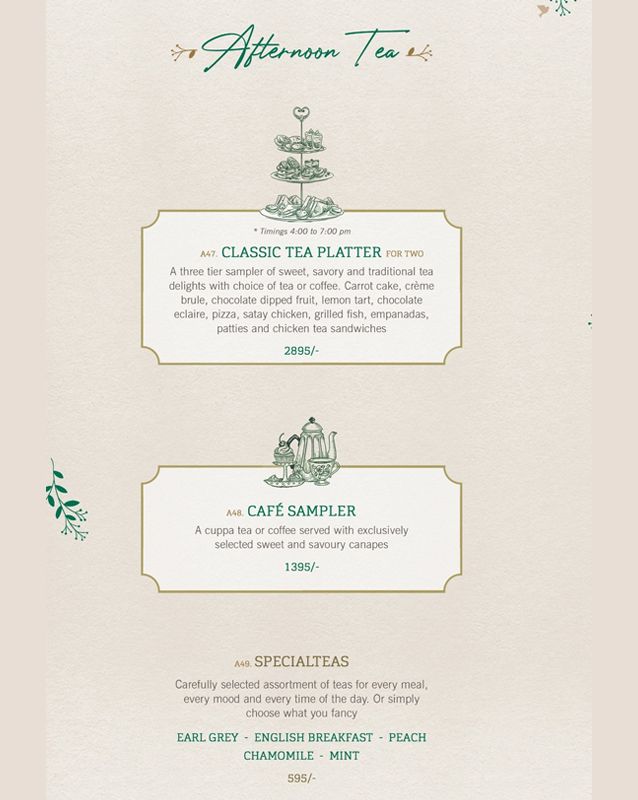 English Tea House menu