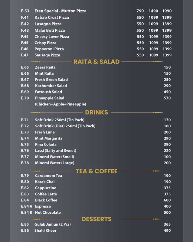 Eten menu