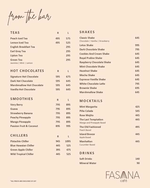 Fasana menu