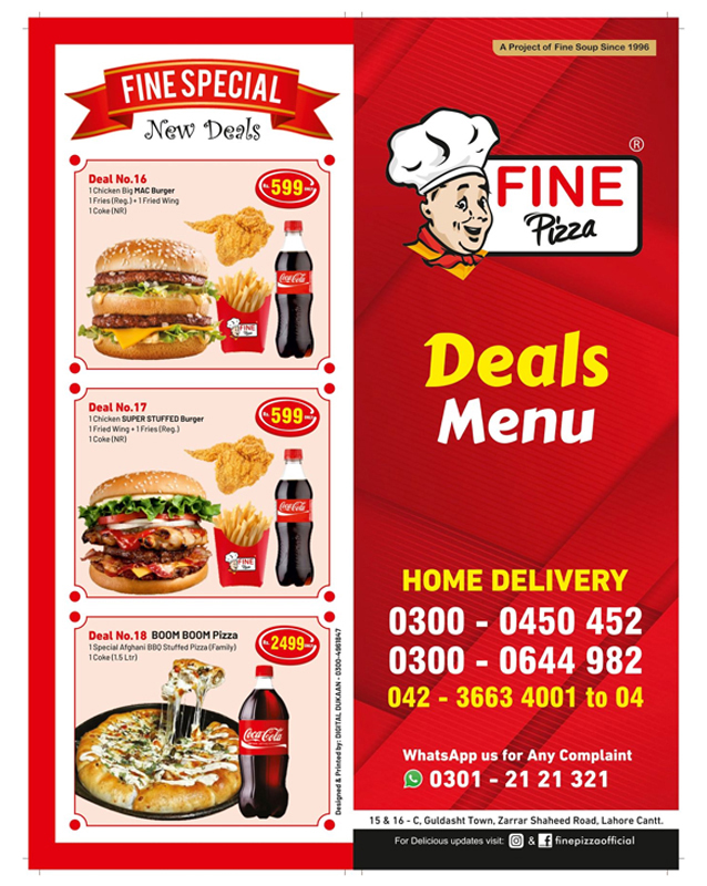 Fine Pizza  menu