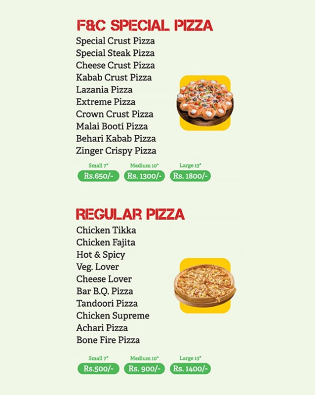 Flame & Coal Hotel menu