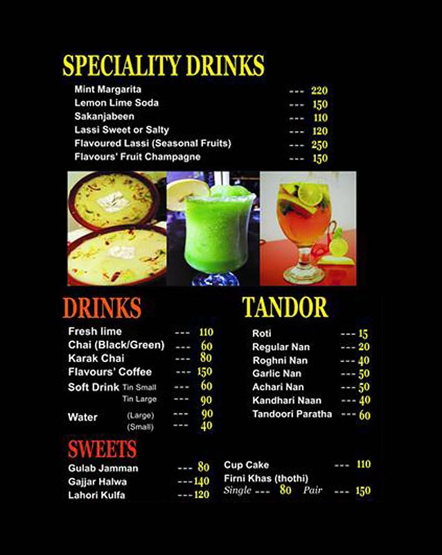 Flavours of Lahore menu