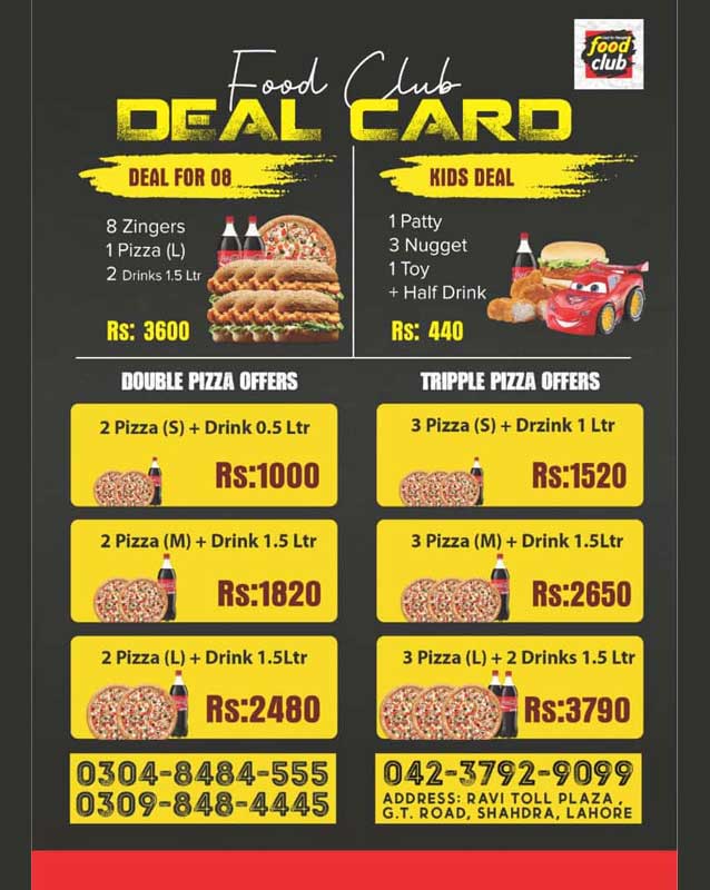 Food Club Lahore menu