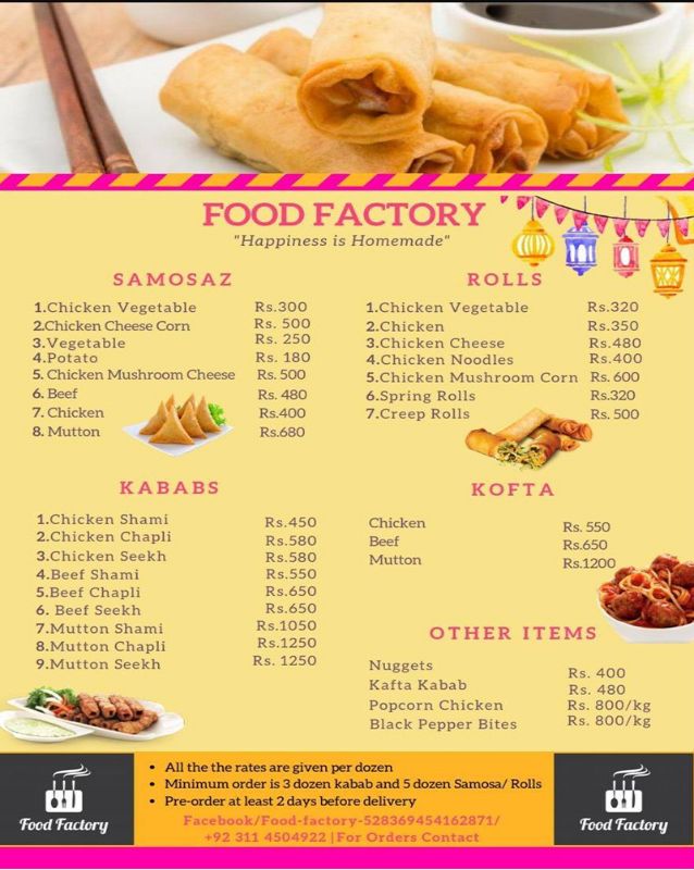 Food Factory Lahore menu