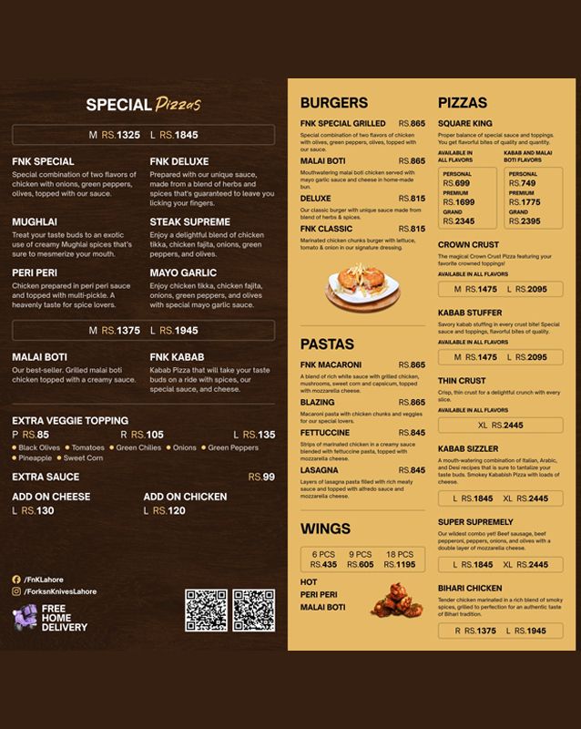 Forks n Knives Pizza Kitchen menu