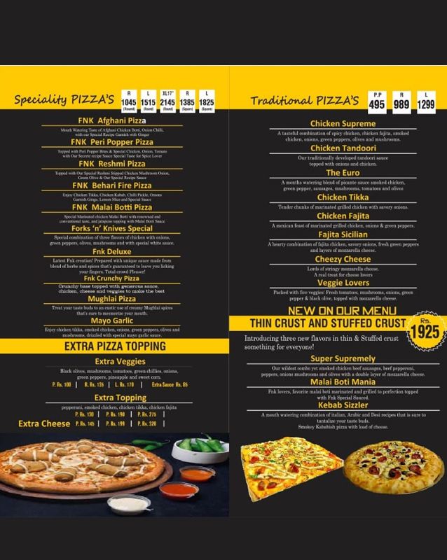 Forks n Knives Pizza Kitchen Multan menu