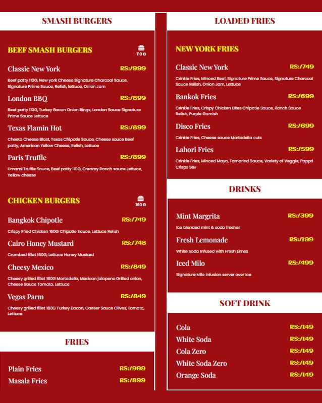 Four Pakistan menu