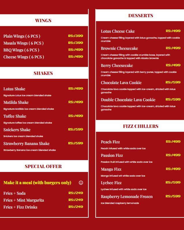 Four Pakistan menu