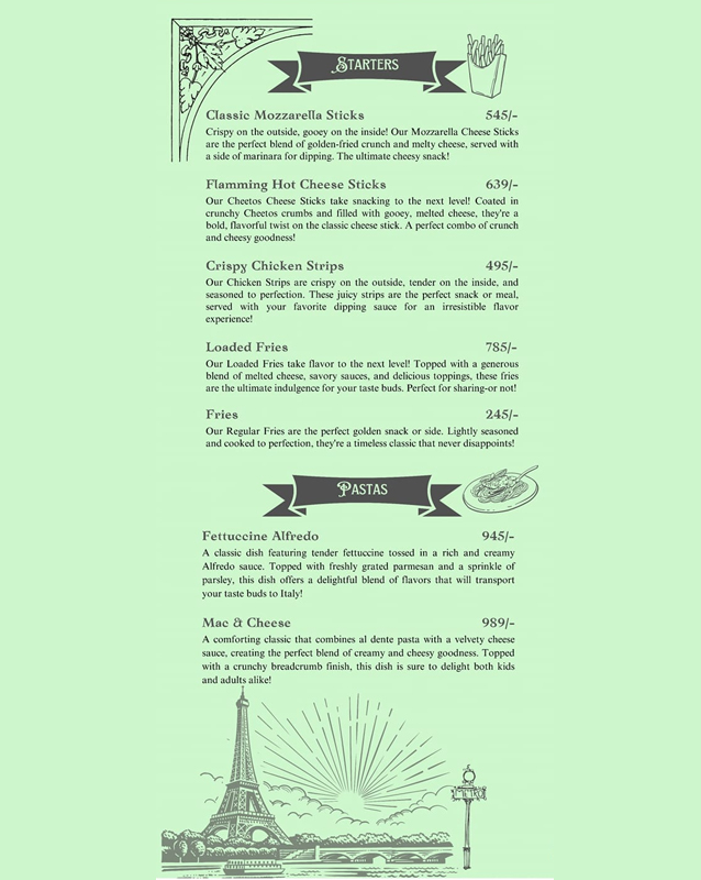 French Corner menu