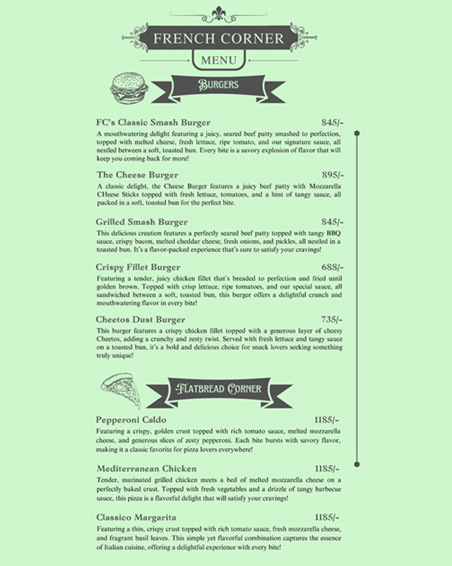 French Corner menu