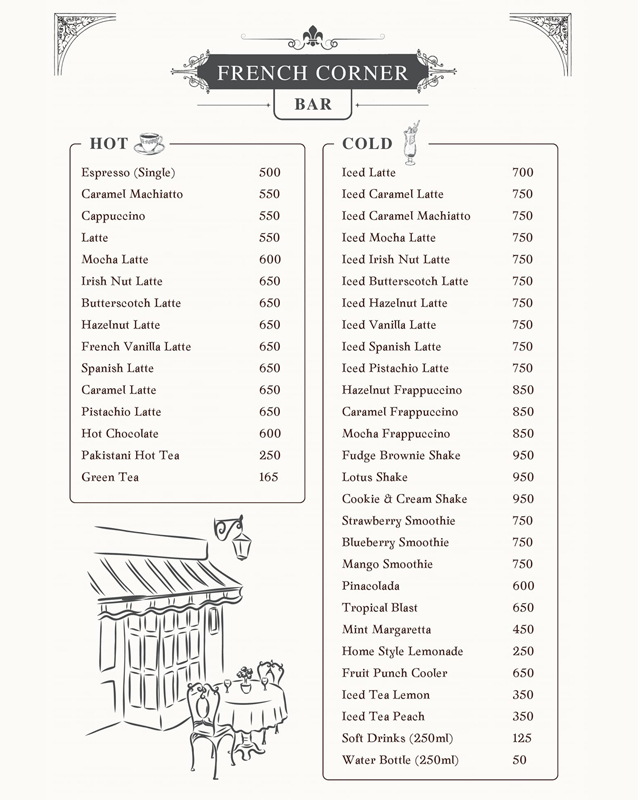 French Corner menu